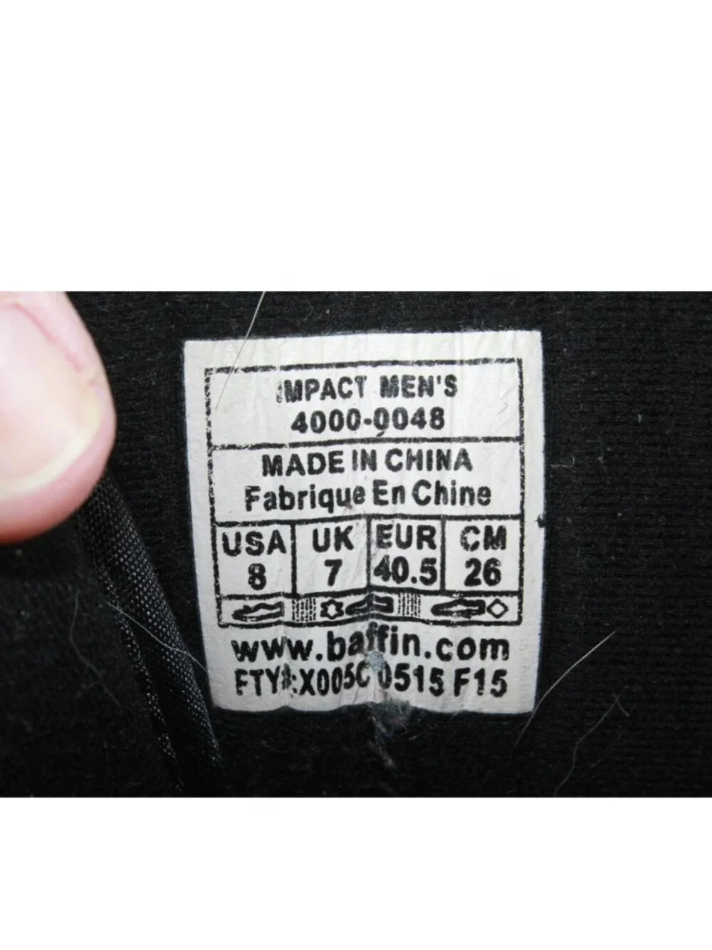 Baffin Impact Polar Proven Pac Boots Insulated Snow Black Size US 8
